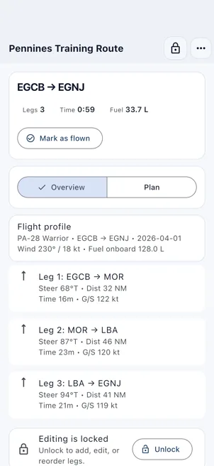 VFR Wise PLOG app screenshot